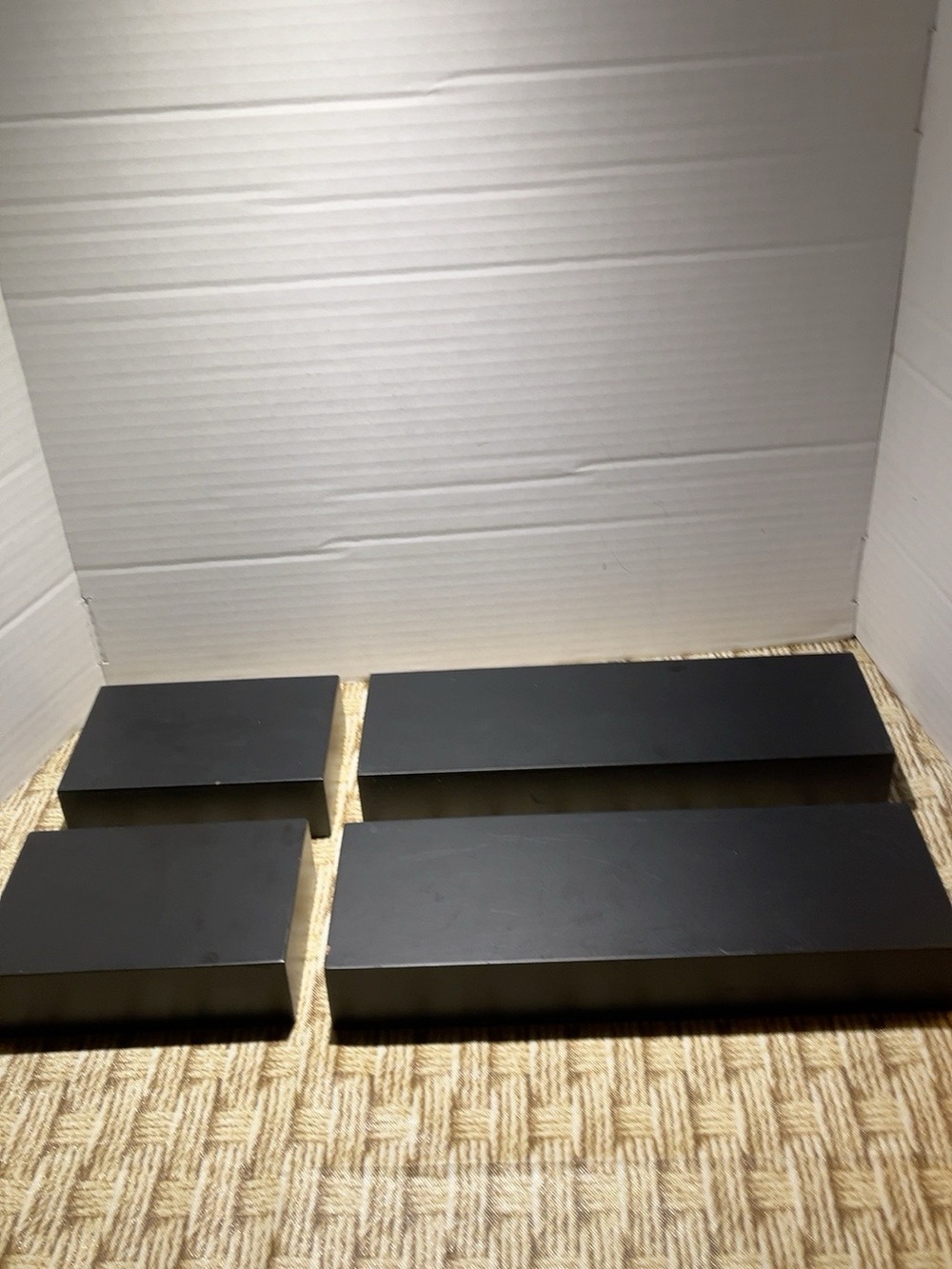 Set of 4 Black Floating Wall Shelves 2 Large 2 Small Modern Display Decor
